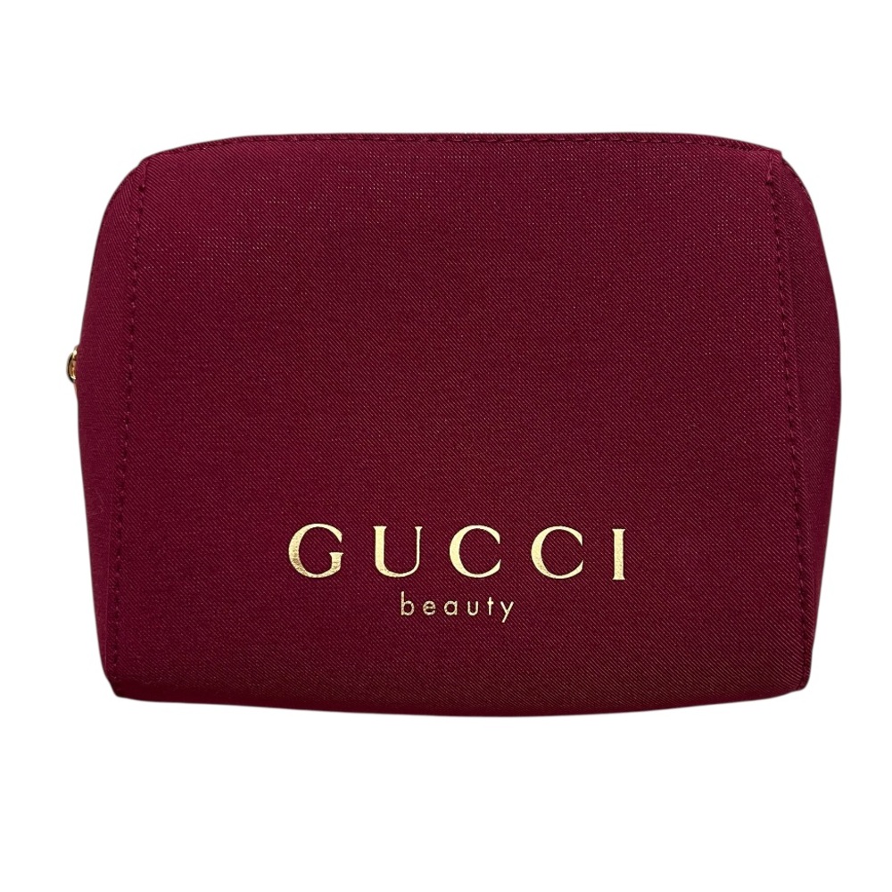 Gucci Beauty Makeup Bag Pouch Burgundy Logo Small